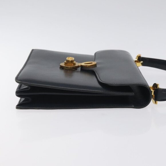 GUCCI Hand Bag Leather Navy Gold Auth - Picture 4 of 16